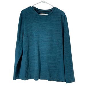 Men’s Alfani Blue Marl T-shirt Long Sleeve Large 5487 Crew Relaxed Casual